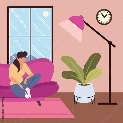 alone woman relaxing