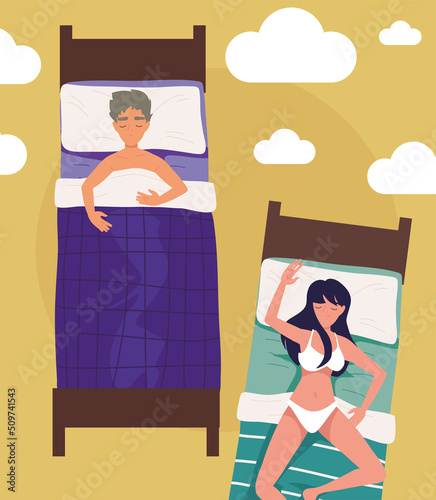sleeping woman and man