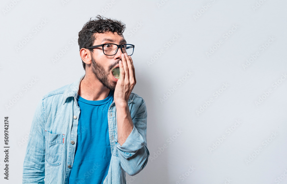 Person with bad breath problem, Concept of person with halitosis and bad breath, a guy with bad breath and halitosis problem Person with bad breath problem, Concept of person with halitosis and bad breath, a guy with bad breath and halitosis problem