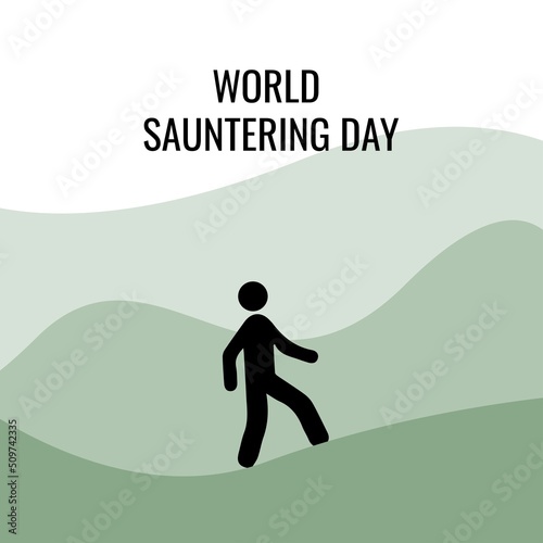 Leisurely Walking Stickman Icon Vector Illustration. World Sauntering Day design concept, suitable for social media post templates, posters, greeting cards, banners, backgrounds, brochures. vector