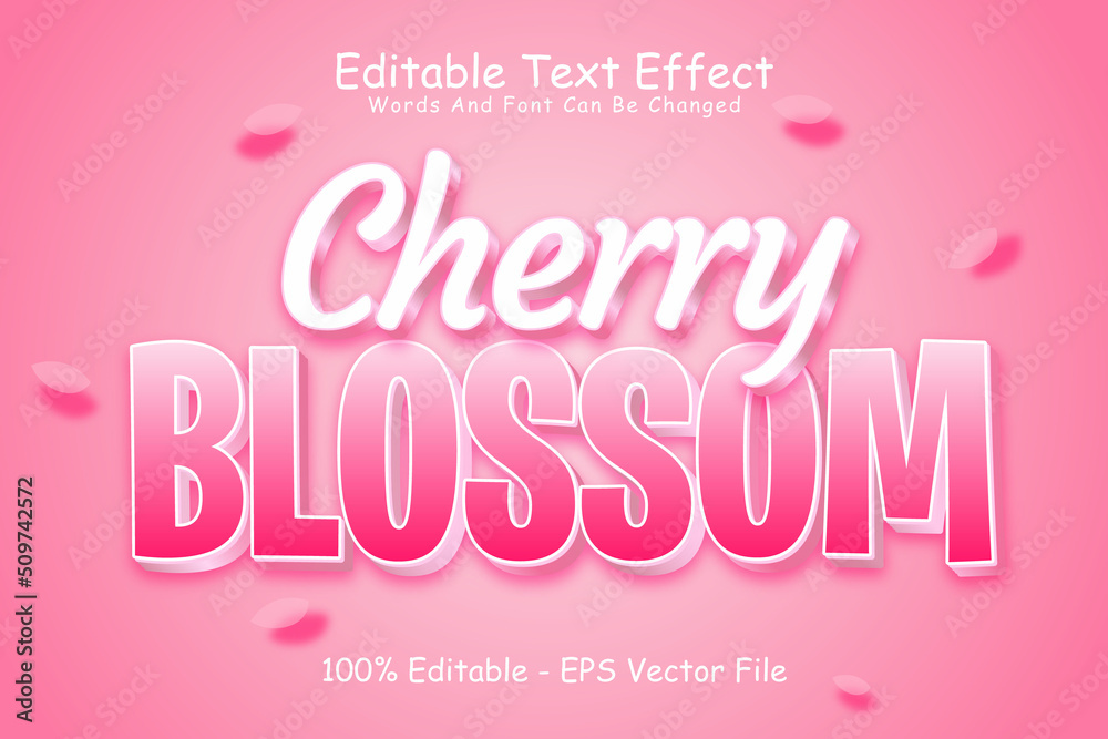 Cherry Blossom Editable Text Effect 3 Dimension Emboss Modern Style