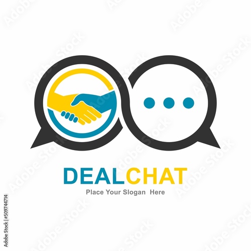 Deal chat vector logo template, Suitable for business and handshake symbol