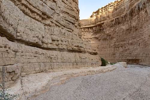 Stone desert near the Khatsatson stream, on the Israeli side of the Dead Sea, near Jerusalem in Israel