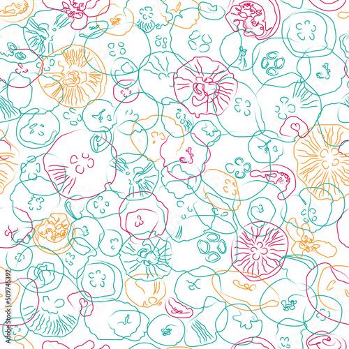 Vector summer seamless pattern with colorful jellyfishes. 