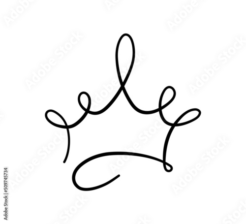 Hand drawn doodle crown. King crown sketch. Majestic tiara. King and queen royal diadem. Vector illustration isolated in doodle style on white background.