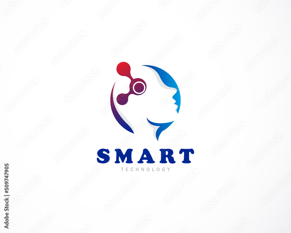 smart logo creative technology people design concept science