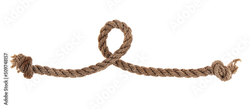 Rope with knots isolated on white background.