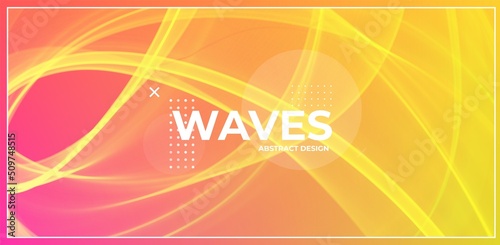 Yellow abstract wave. Magic line design. Flow curve motion element. Neon gradient wavy illiustration.