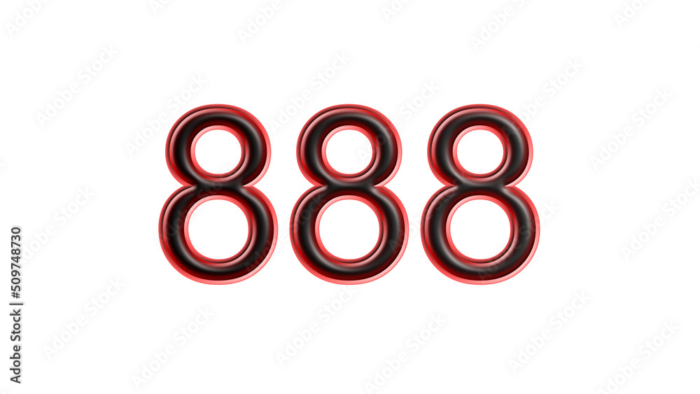 red 888 number 3d effect white background
