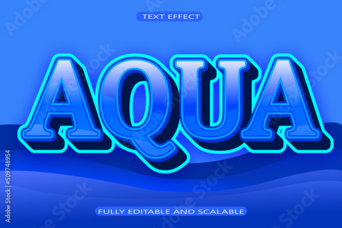 Aqua editable Text effect 3 Dimension emboss modern style