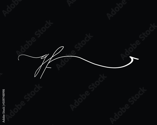 Initial Letter gf handwriting logo hand drawn template vector