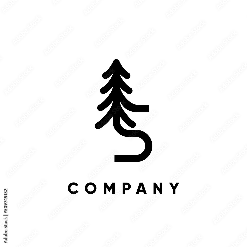 Letter S Pine Tree Logo Design Vertor Icon Graphic Emblem Illustration Letter S Pine Tree Logo Design Vertor Icon Graphic Emblem Illustration