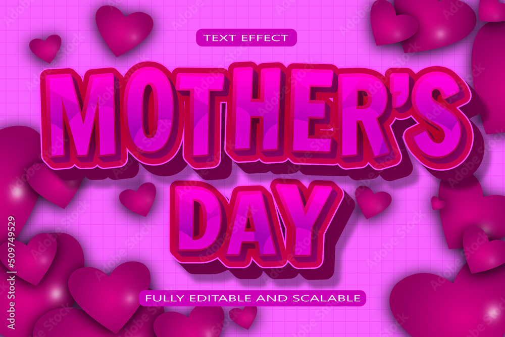 Mother day editable Text effect 3 Dimension emboss modern style