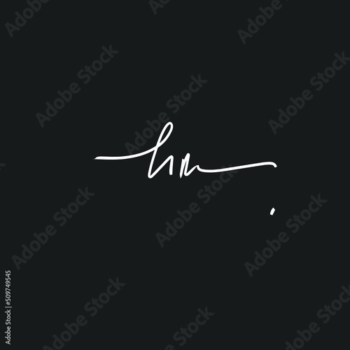 Initial Letter hm handwriting logo hand drawn template vector