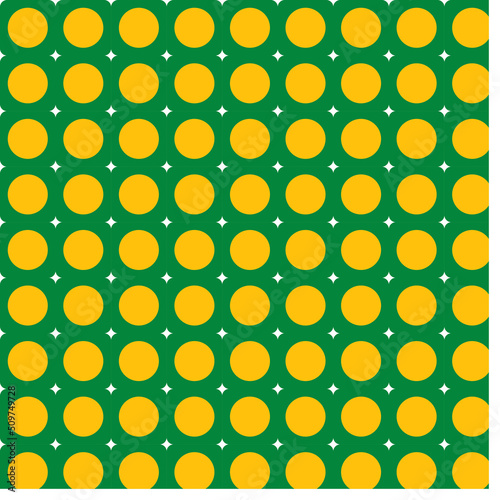 Seamless Pattern Background. Green Square and yellow Circle Shape with star