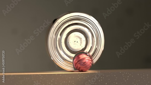 3D satisfying animation loop video. Wheel and ball. photo