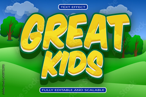Great Kids Editable Text Effect 3 Dimension Emboss Modern Style