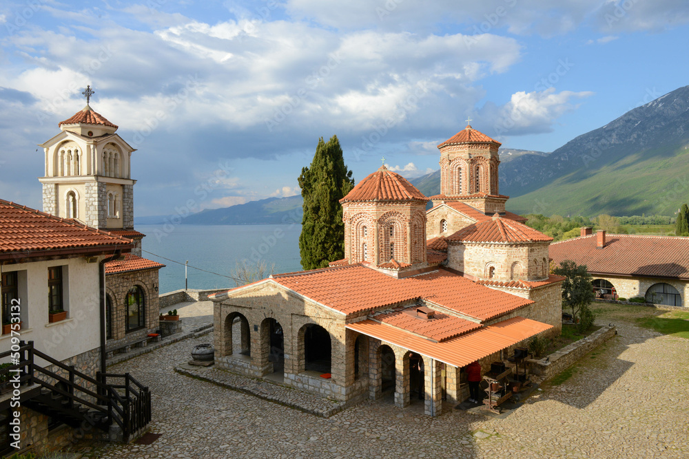 View at the monastery of Saint Naum in Macedonia - obrazy, fototapety, plakaty 