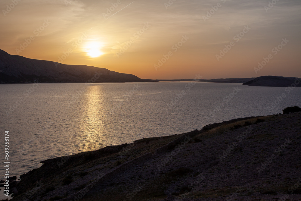 Sunset on the shore of the Adriatic Sea