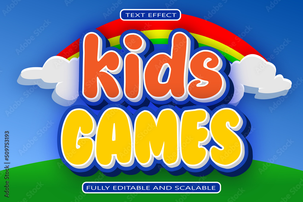 Kids Games Editable Text Effect 3 Dimension Emboss Modern Style