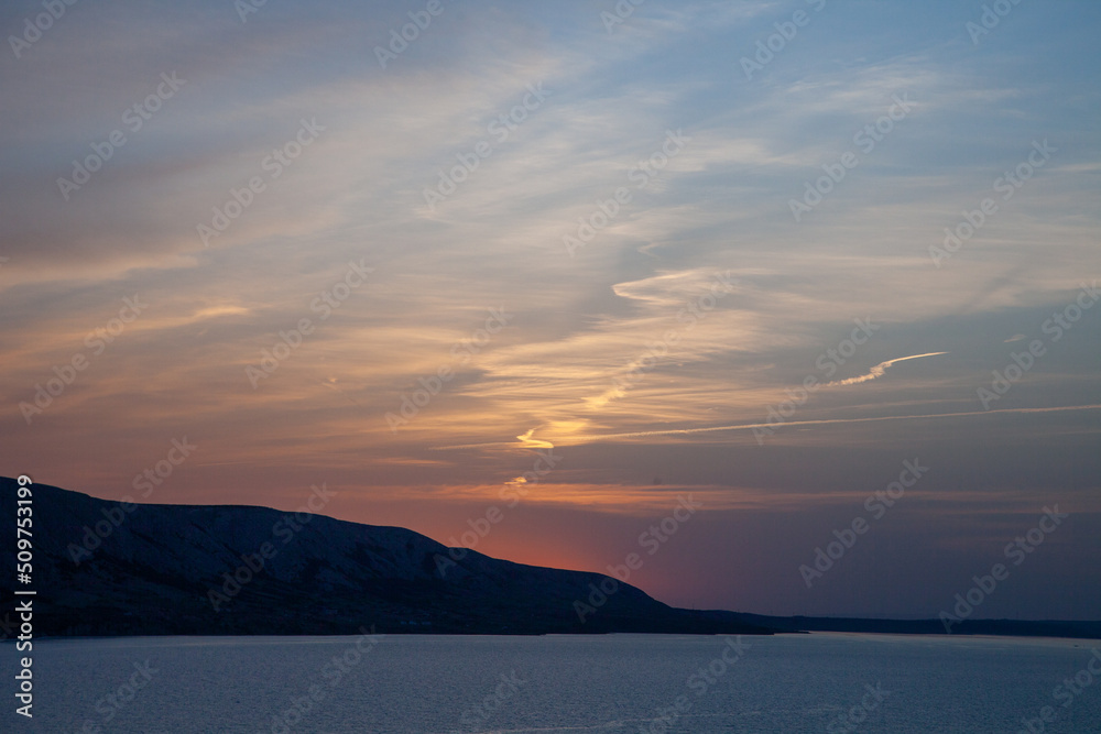 Sunset on the shore of the Adriatic Sea