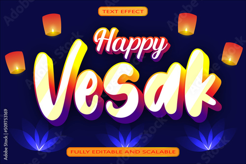 Happy Vesak  Editable Text Effect 3D Emboss Modern Style