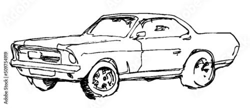 Hand drawn pen and ink studies of car/cars - vectorised in PS	
