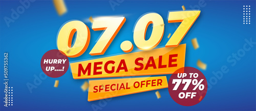 07.07 Mega sale banner template with editable text