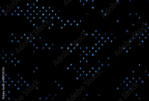 Dark blue vector background with cards signs.