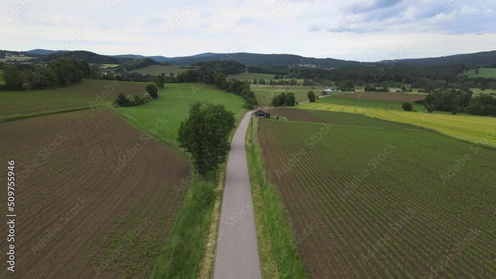 Rural Agricultural Landscape For Farming, Fields end Forest - Aerial Drone Footage Rural Agricultural Landscape For Farming, Fields end Forest - Aerial Drone Footage