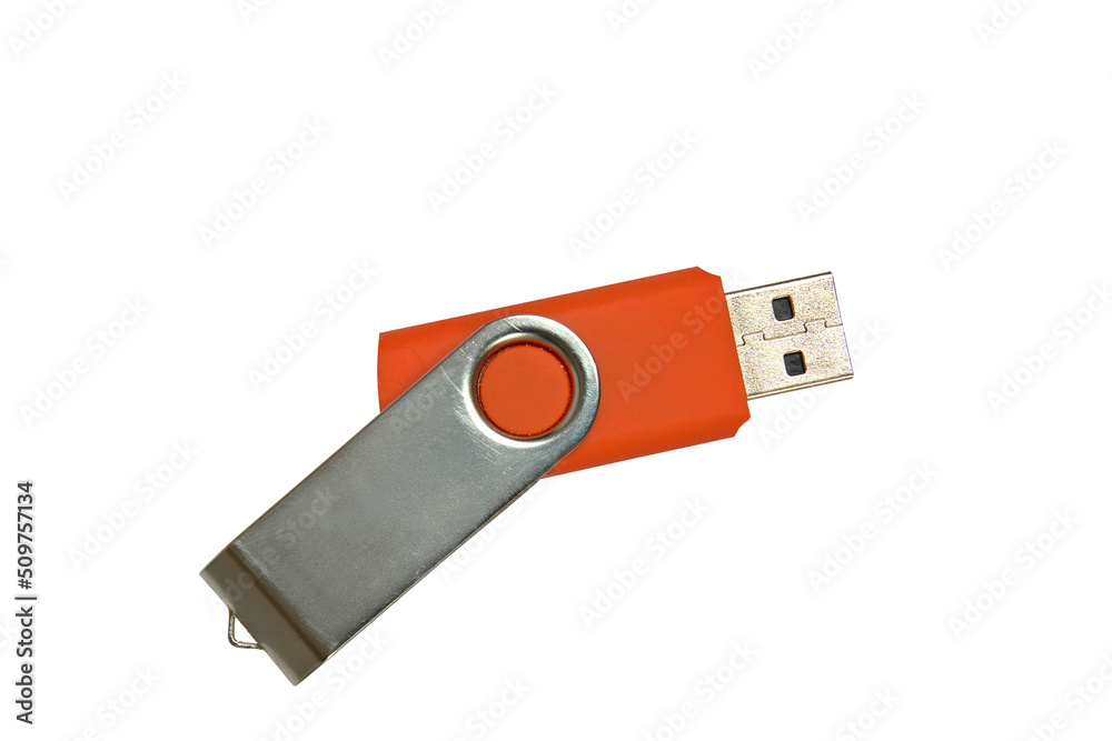 Orange USB Key isolated with clipping path Orange USB Key isolated with clipping path