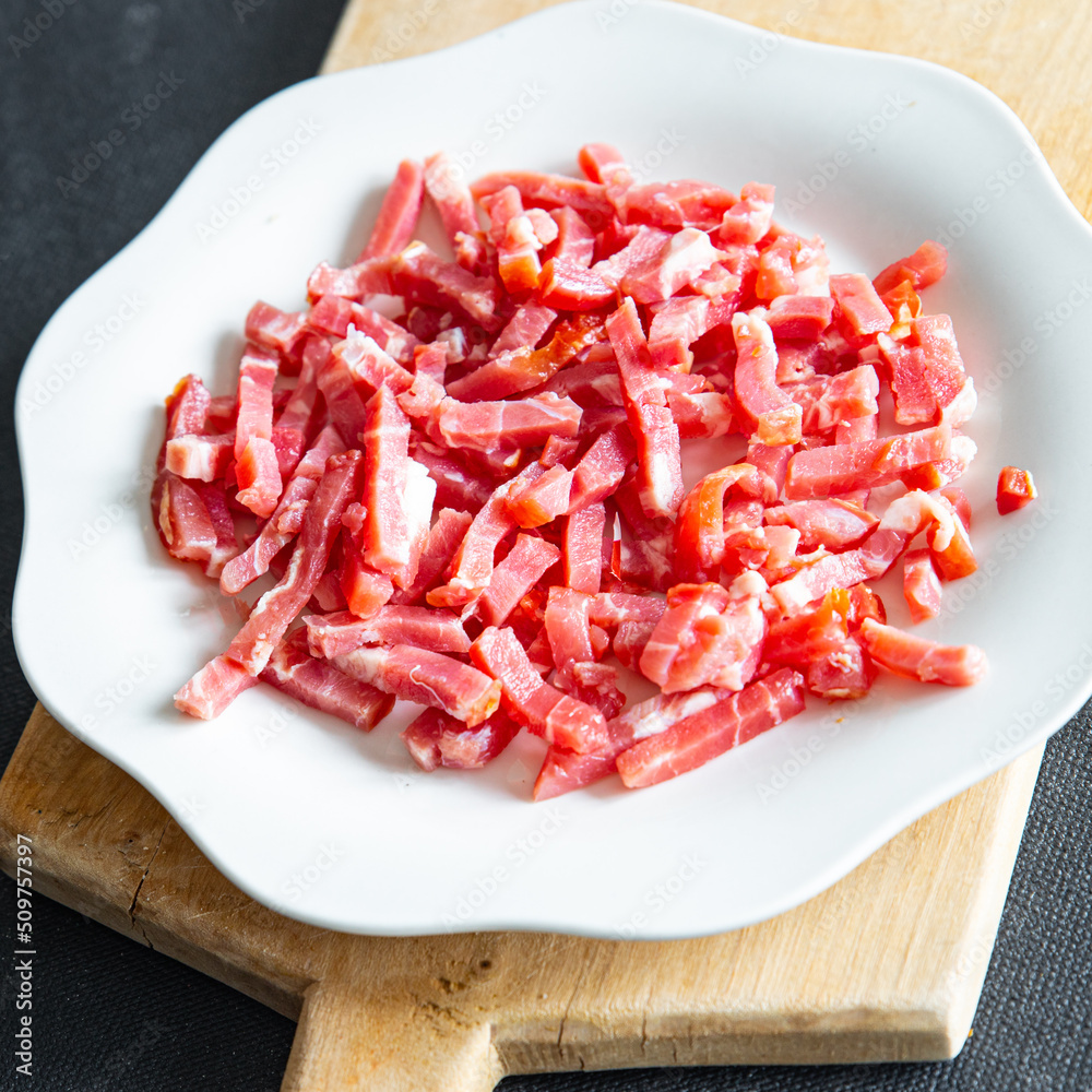 bacon pork meat slice fresh meal food snack on the table copy space food background rustic bacon pork meat slice fresh meal food snack on the table copy space food background rustic