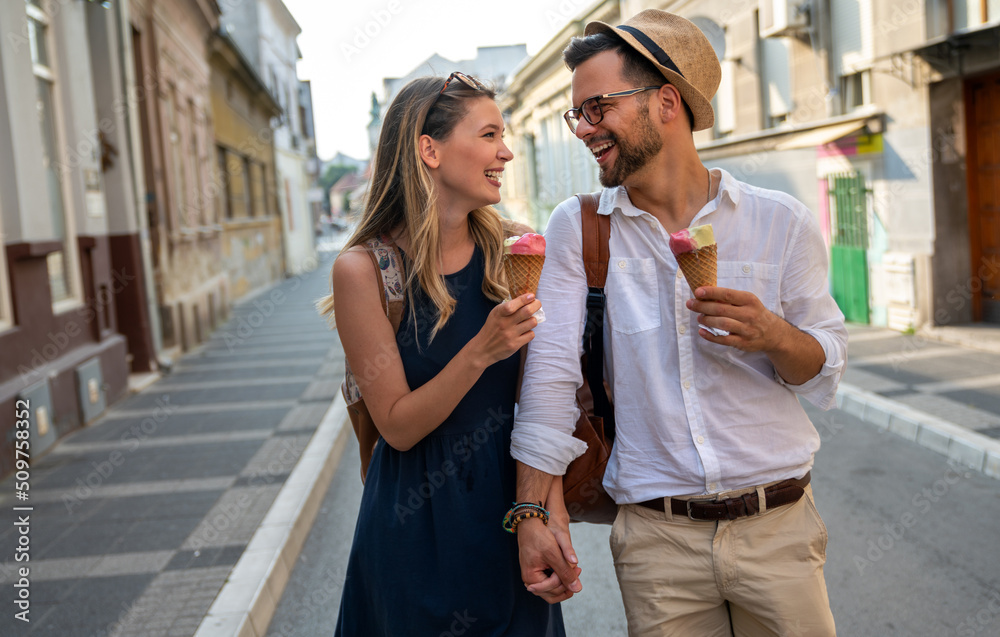 Portrait of happy couple having fun on vacation. People travel happiness concept. Portrait of happy couple having fun on vacation. People travel happiness concept.