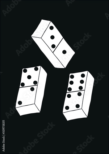 white dice on black