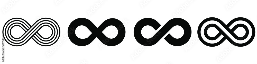 Infinity loop logo icon black and white. vector illustration. Infinity loop logo icon black and white. vector illustration.