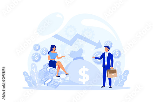 Cost optimization concept. Idea of financial and marketing strategy. Cost and income balance. Spending and cost reduction, while maximizing business value