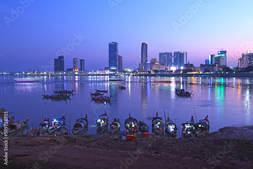 Phnom Penh Mekong River at Dusk December 2021 photo