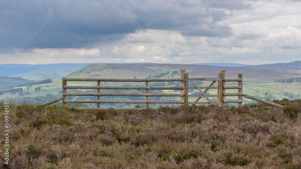Gate to a view looking towards Bamford Edge.