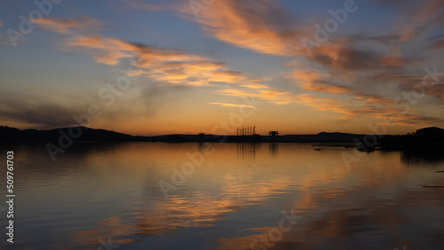 beautiful landscape, sunset on the Angara river