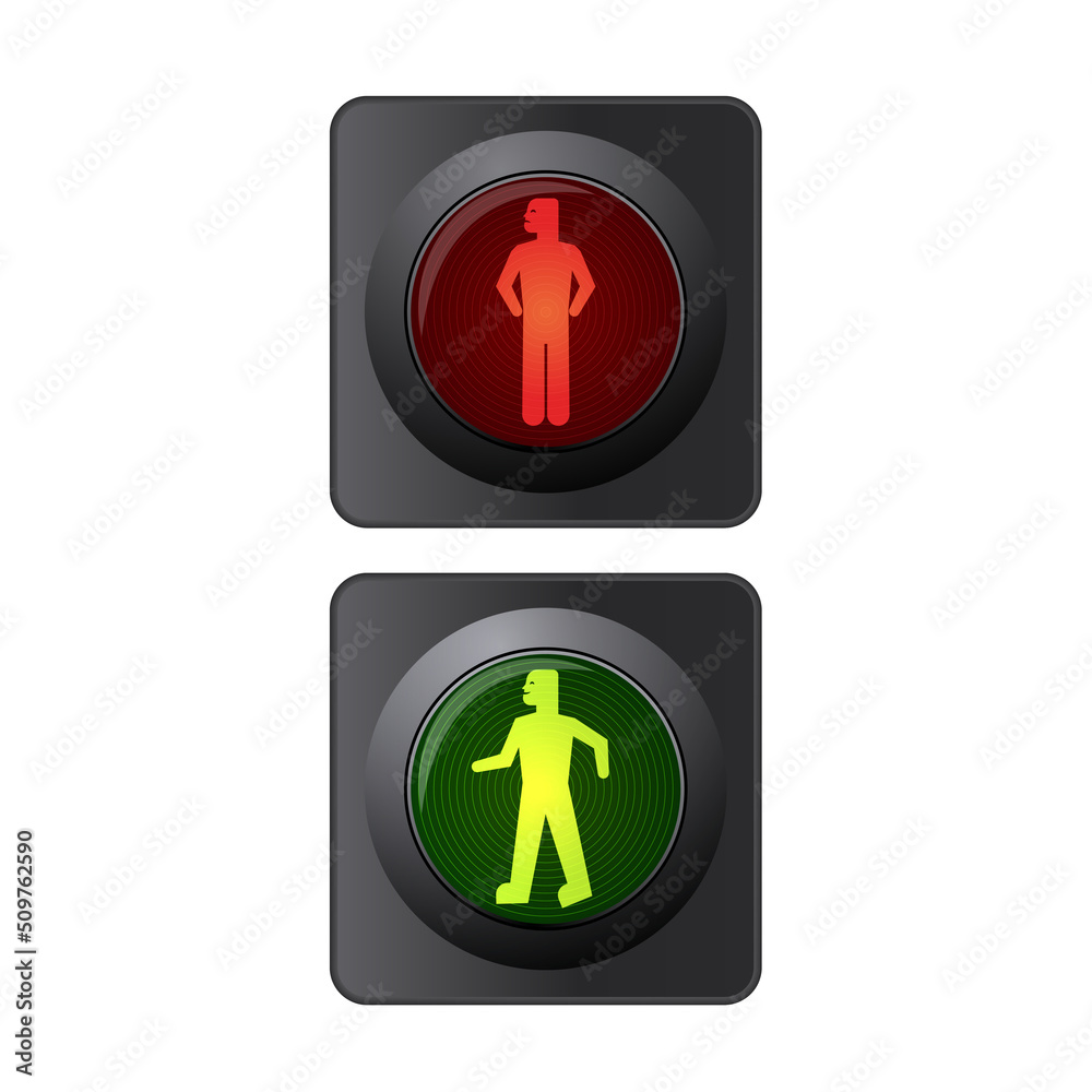 Obraz premium pedestrian traffic lights red and green. Illustration on white background