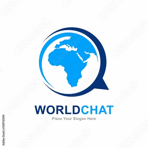 World globe chat vector logo template. For Globe symbol, speak global and business.