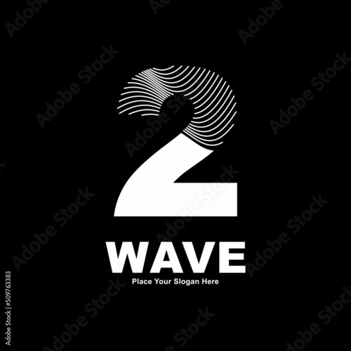 Number 2 line wave vector logo design. Suitable for business, poster, card, wave symbol and initial