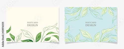 観葉植物をあしらったポストカードデザインA