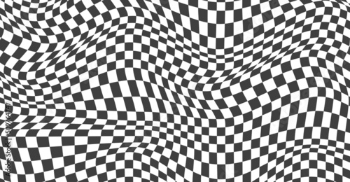 Checkered background with distorted squares photo