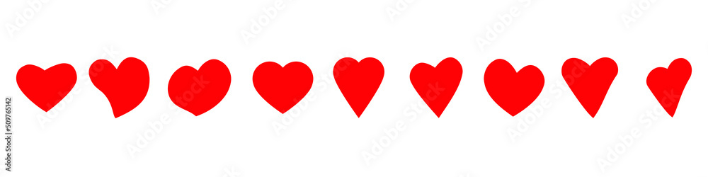 Heart red icon vector set, love illustration symbol collection. romantic sign.