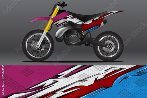 Motorcycle wrap decal and vinyl sticker design. Concept graphic abstract background for wrapping vehicles, motorsport, Sport bike, motocross, supermoto and livery. Vector illustration.