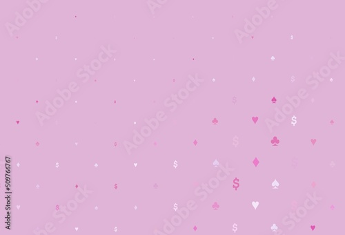 Light pink, blue vector template with poker symbols.