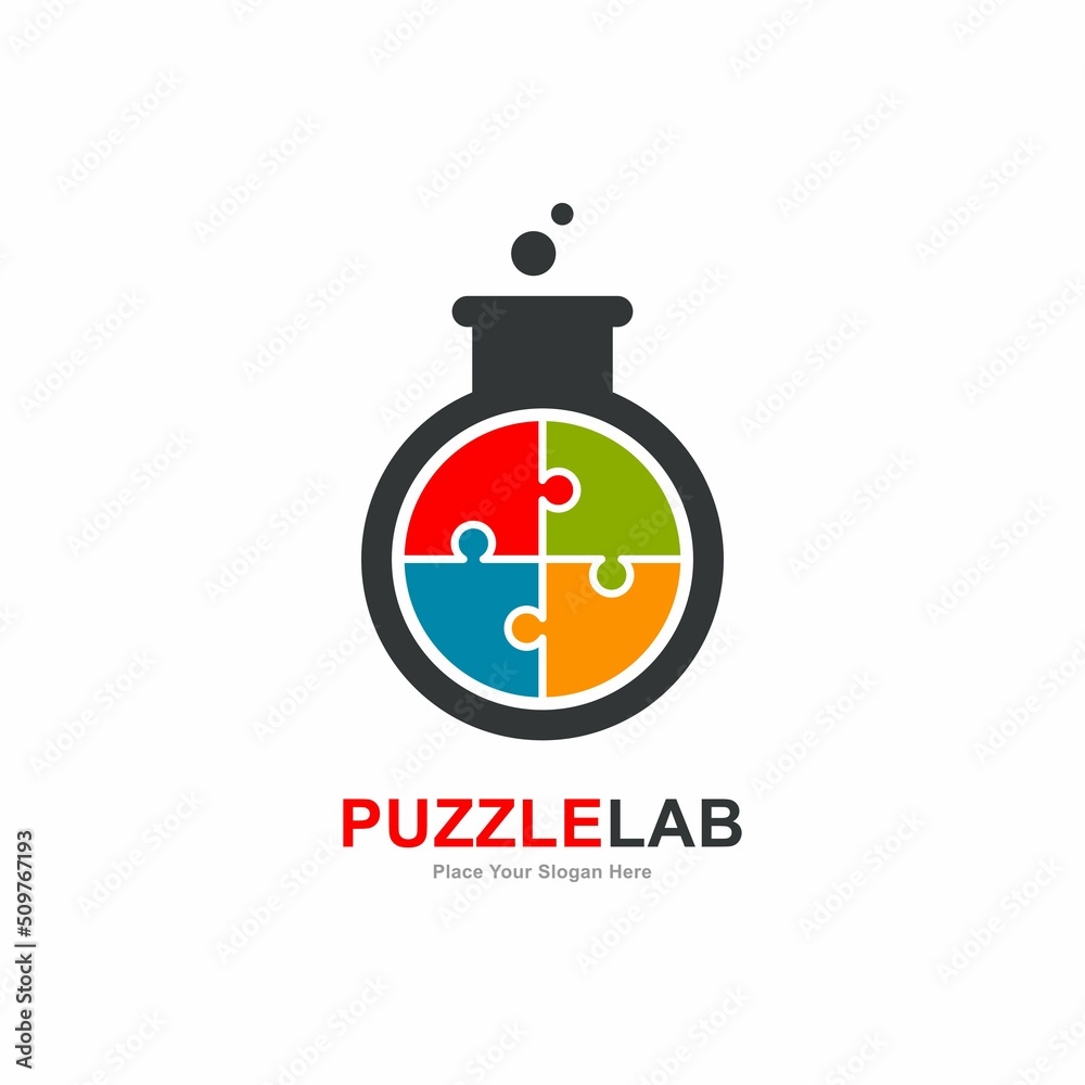 Puzzle lab logo template vector. Suitable for education, business, and science Puzzle lab logo template vector. Suitable for education, business, and science