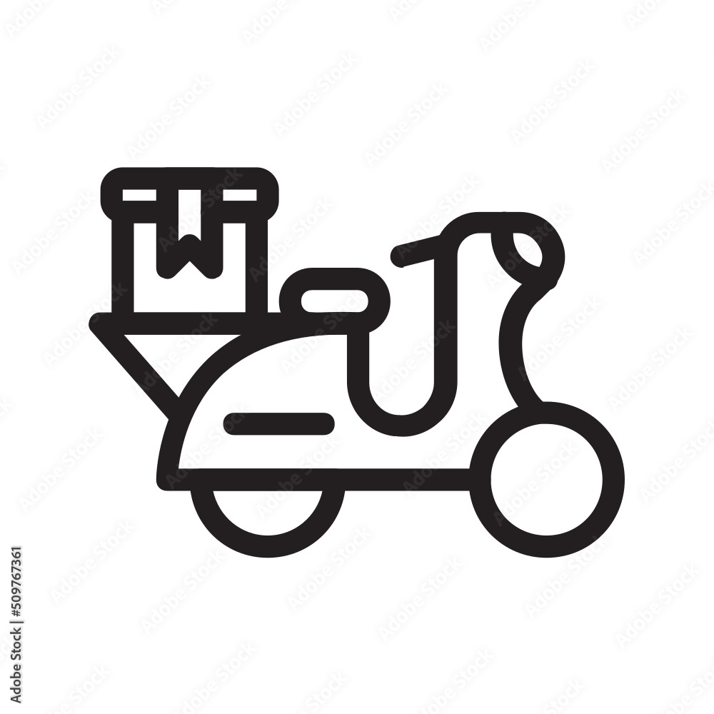 Motorbike delivery , Transport Logistics outline icon.