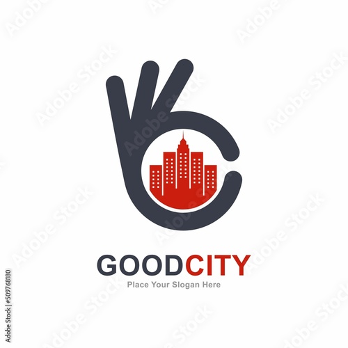 Good city logo vector template. Suitable for business, city building, and hand symbol